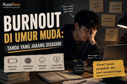 Ilustrasi burnout dan kelelahan mental anak muda.