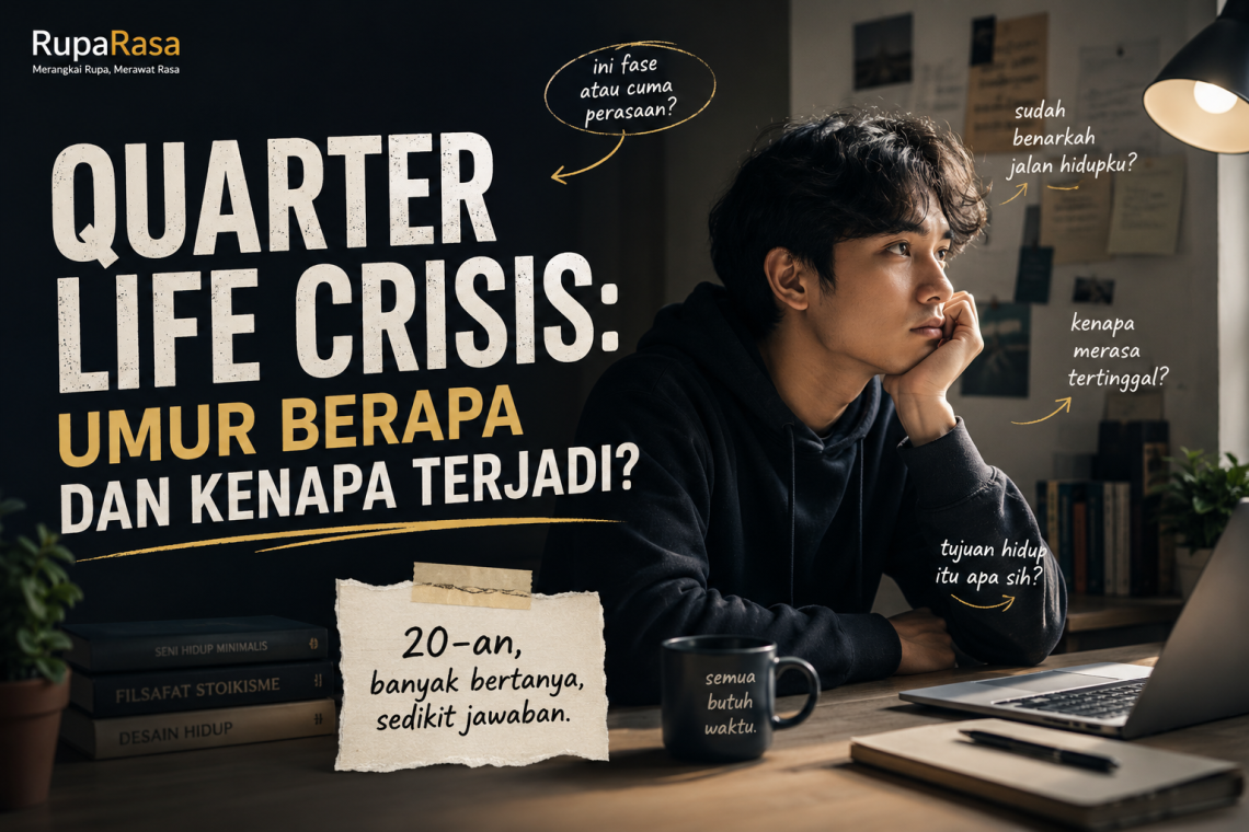 Ilustrasi quarter life crisis pada anak muda usia 20-an.